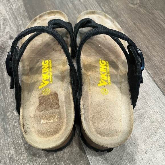Viking Comfort Revolution tampa sandals Black studs Cork Adjustable sz 38/ 7.5 - Picture 3 of 7